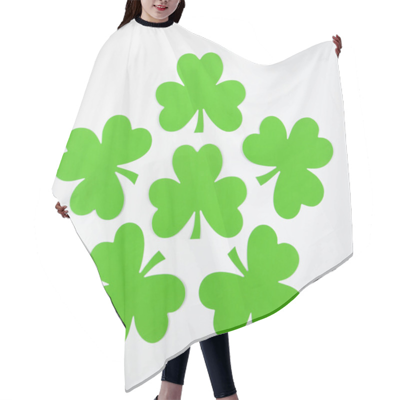 Personality  Green Paper Shamrocks. Hair Cutting Cape