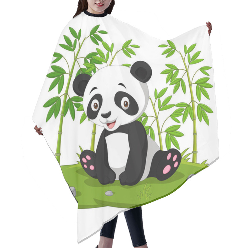 Personality  Vector Illustration Of Cartoon Baby Sitting Panda In The Jungle Bamboo Hair Cutting Cape