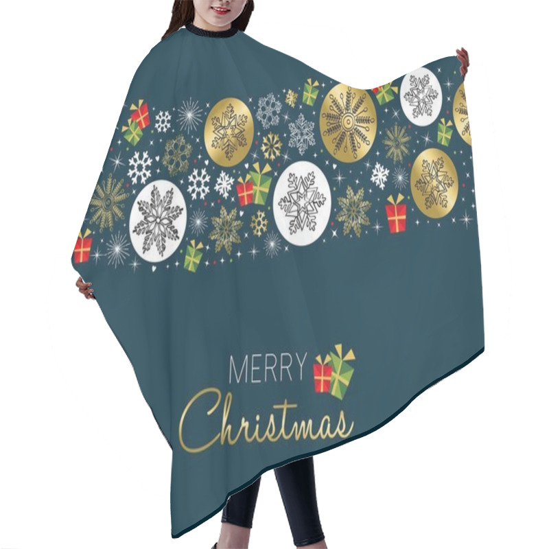 Personality  Merry Christmas Gold Winter Snowflake Pattern Card Hair Cutting Cape