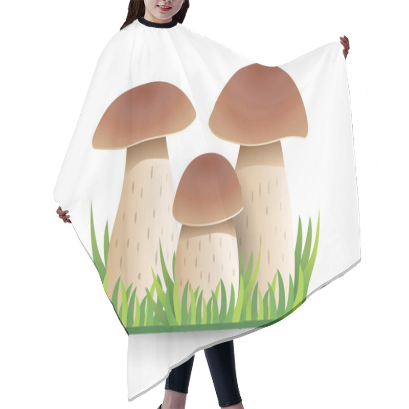 Personality  White Mushroom. Vegetable Healthy Food. Mushrooms Isolated On Wh Hair Cutting Cape