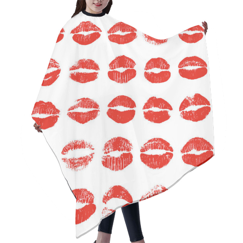 Personality  Set Of Lip Prints. Hair Cutting Cape