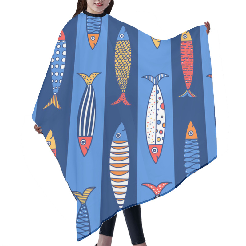 Personality  Cute Fish.  Kids Lbackground. Seamless Pattern. Can Be Used In Textile Industry, Paper, Background, Scrapbooking. Hair Cutting Cape