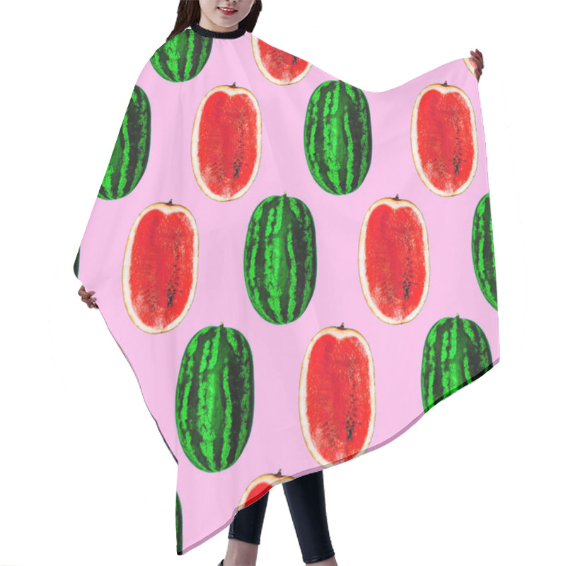 Personality  Seamless Pattern. Watermelon Background. Perfect For T-shirt, Greeting Cards, Wrapping Paper, Posters, Fabric Print.  Flat Lay Minimal Design Hair Cutting Cape