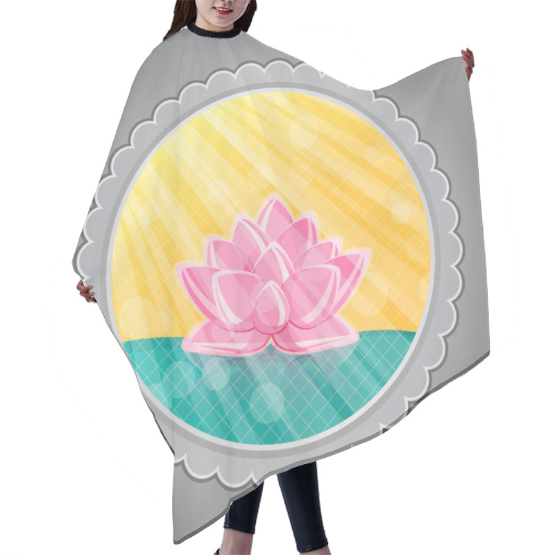 Personality  Lotus Flower In Green Water In Round Label Hair Cutting Cape