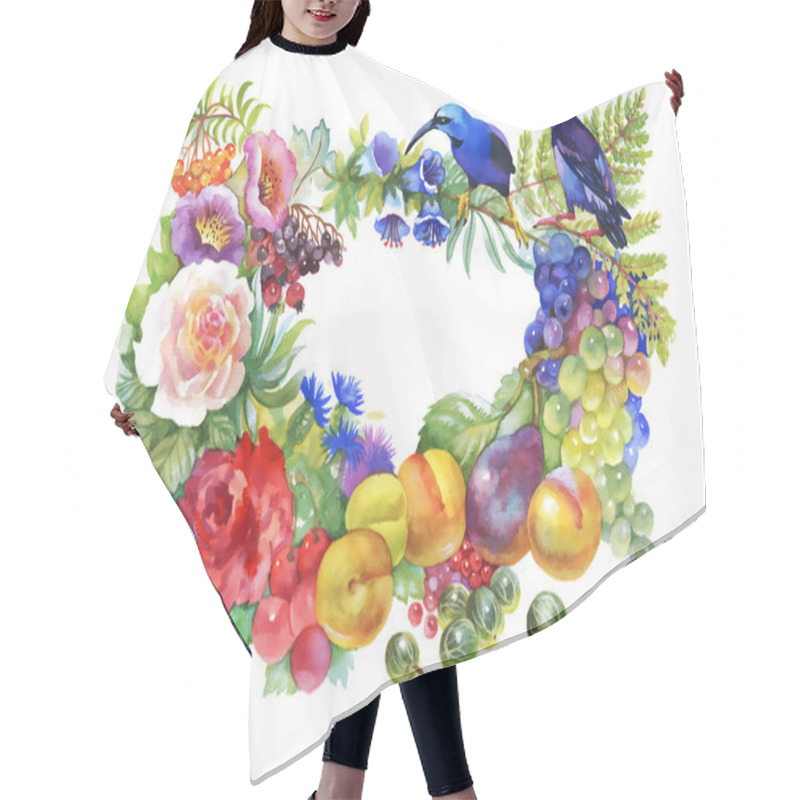 Personality  Birds, Flowers And Fruits Hair Cutting Cape