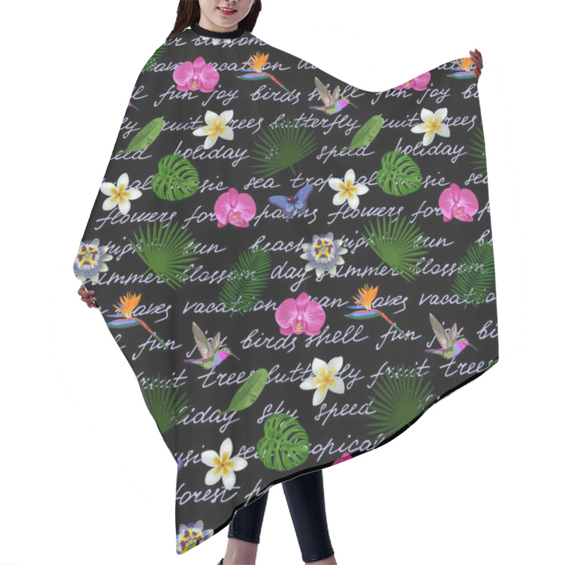 Personality  Tropical Lettering Seamless Pattern Hair Cutting Cape