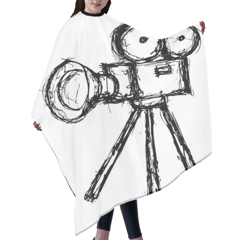 Personality  Sketchy Projector In Doodle Style Hair Cutting Cape