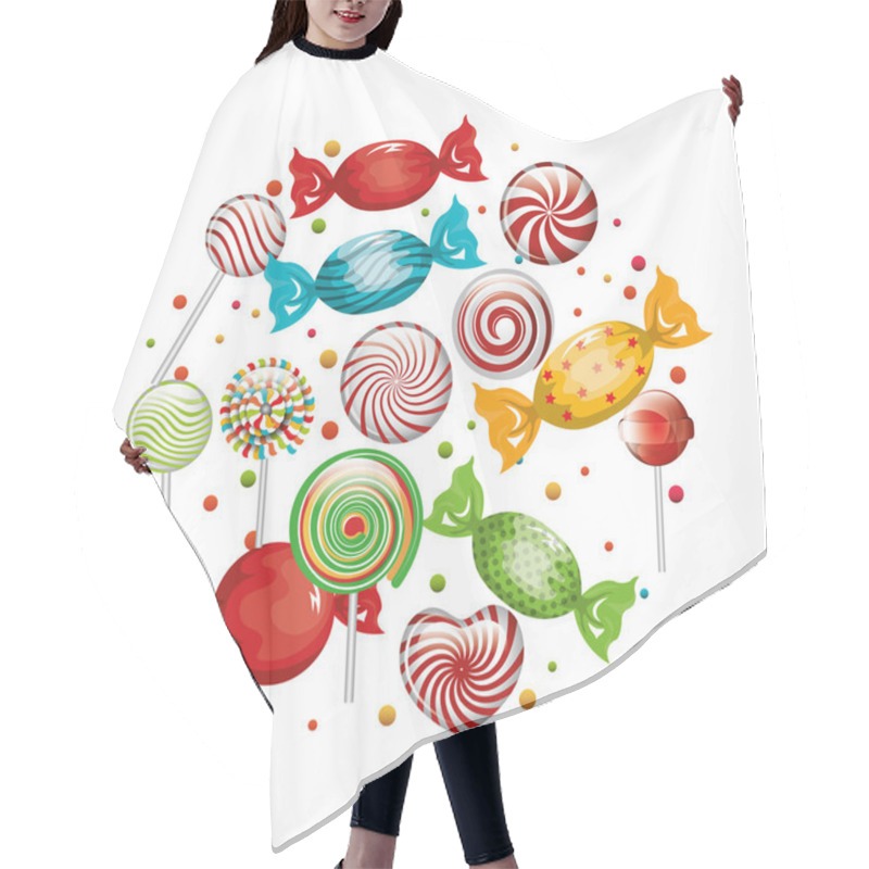 Personality  Collection Candies Lollipop Design Graphic Hair Cutting Cape