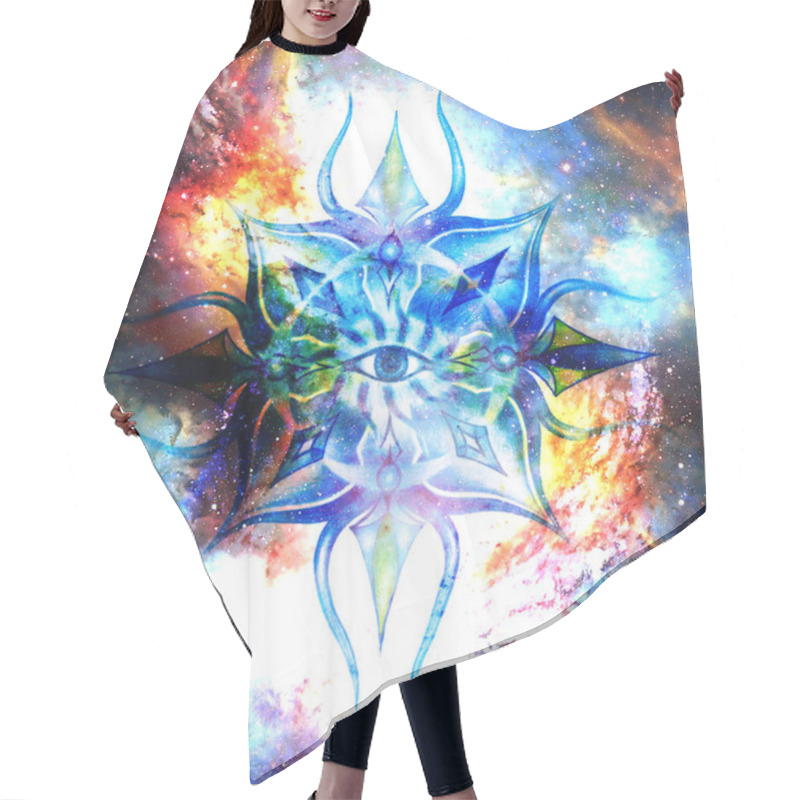 Personality  Ornamental Mandala In Cosmic Space, Third Eye Chakra Hair Cutting Cape