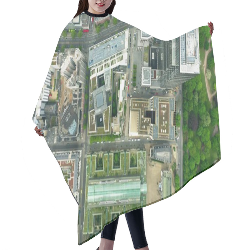 Personality  Aerial Top Down View Of A Modern Citys Business District Hair Cutting Cape