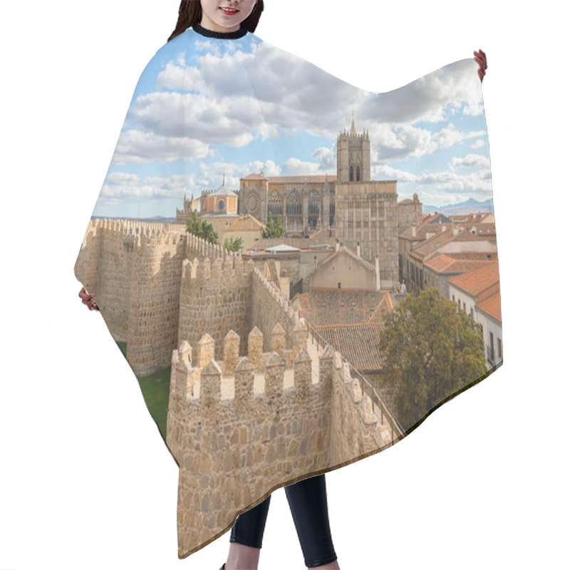 Personality  View Of Avila Cathedral From Walls Of Medieval City Of Avila, , Spain. This City Was Declared A UNESCO World Heritage Site In 1985. Hair Cutting Cape