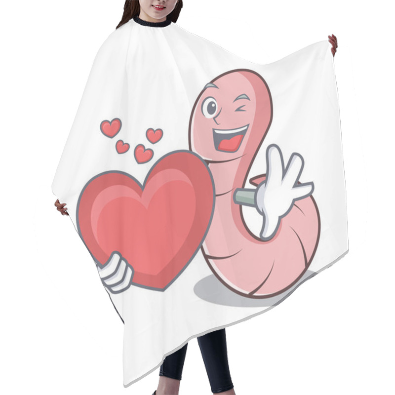 Personality  With Heart Worm Mascot Cartoon Style Vector Illustration Hair Cutting Cape