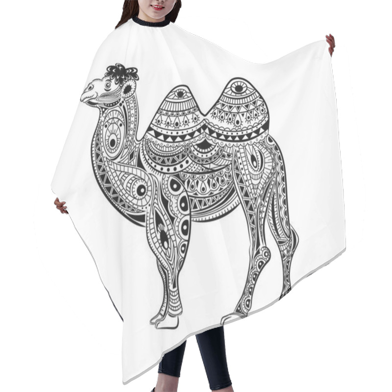 Personality  Stylized Vector Camel, Zentangle Isolated On White Background. Hair Cutting Cape