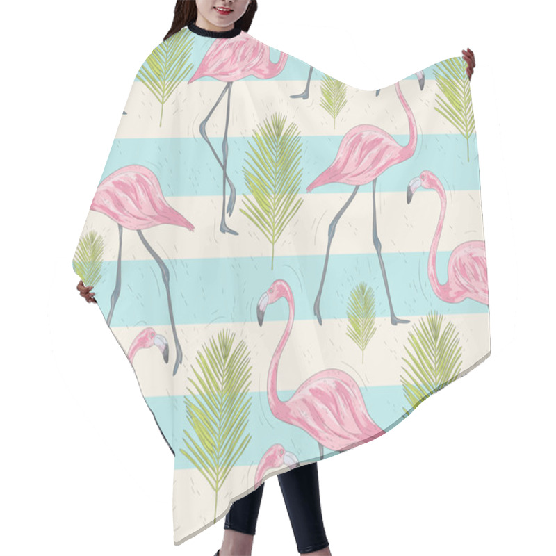 Personality  Cute Seamless Pattern With Flamingos And Palm. Vector Background Hair Cutting Cape