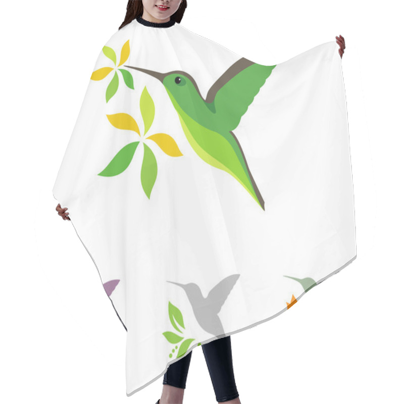 Personality  Hummingbird And Flower Icons Hair Cutting Cape