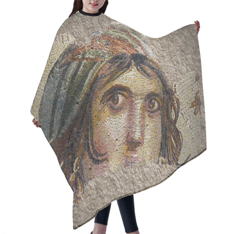 Personality  World-famous Gypsy Girl Mosaic - Zeugma - Byzantine Mosaic. Gaziantep, Turkey. Hair Cutting Cape