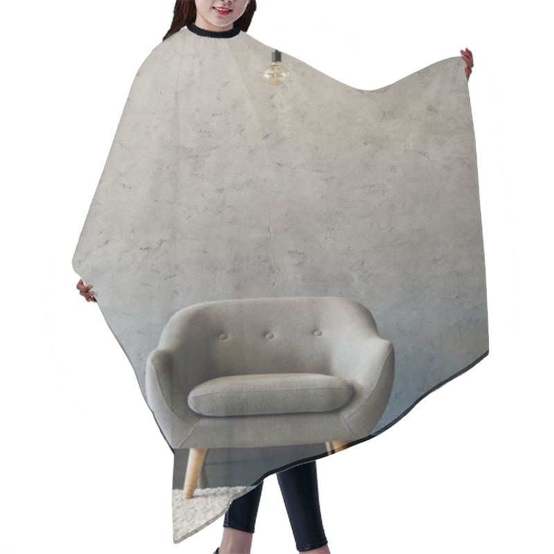 Personality  Grey Armchair In Empty Room  Hair Cutting Cape