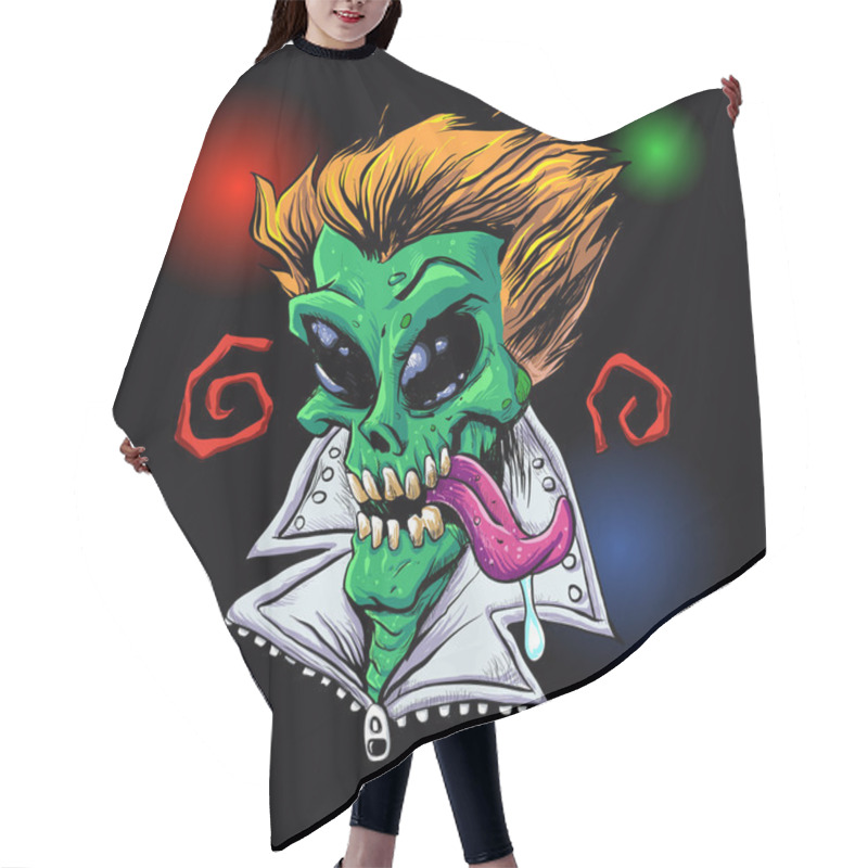 Personality  Green Alien Zombie In The Party. Hair Cutting Cape