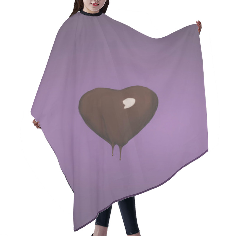 Personality  Heart Shaped Candy With Liquid Chocolate Isolated On Purple Hair Cutting Cape