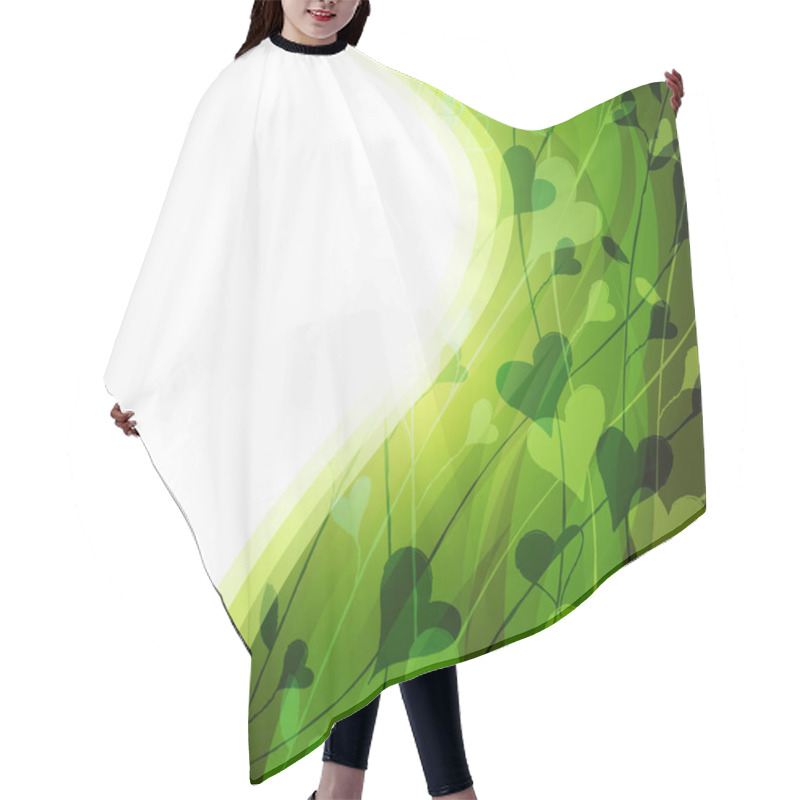 Personality  Green Background With Abstract Leaves, Hearts Hair Cutting Cape