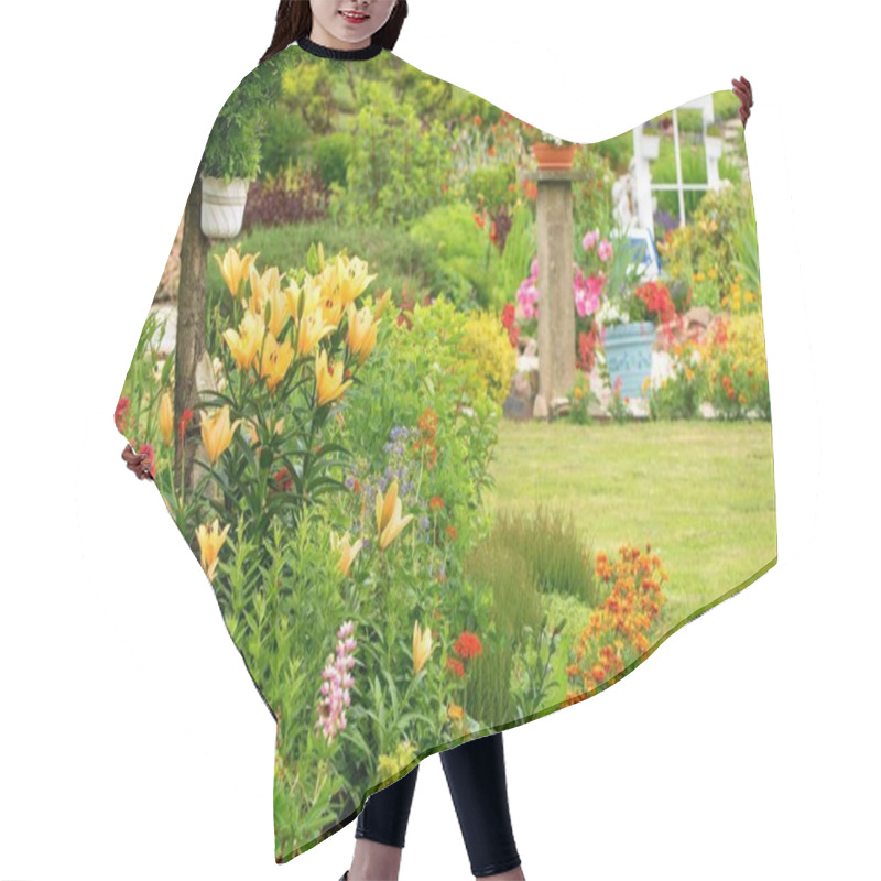 Personality  Beautiful Summer In Blooming Rural Garden With Plants Diversity Hair Cutting Cape