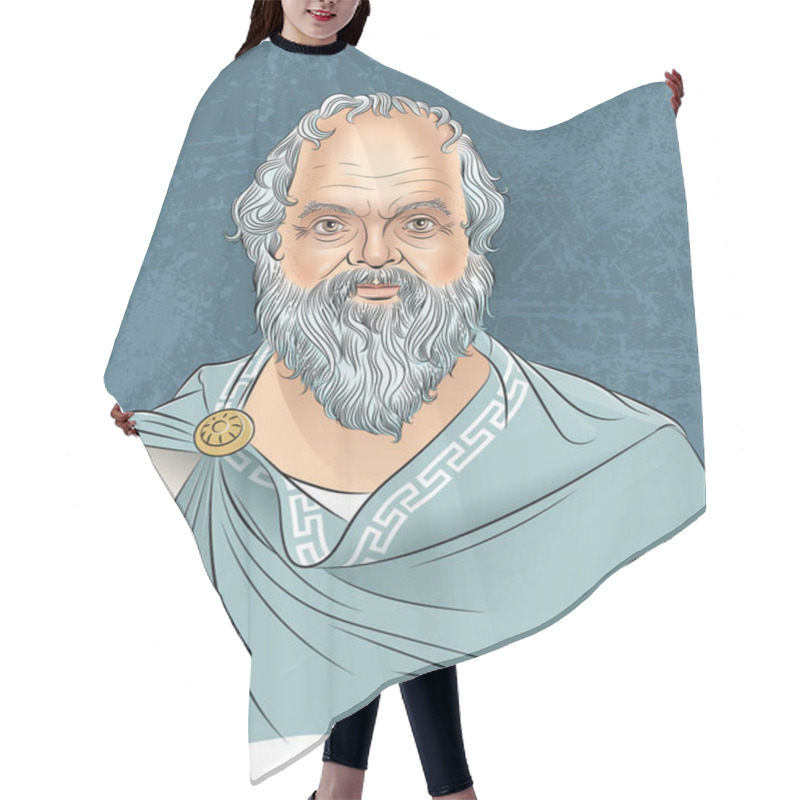 Personality  Vector Illustration Of Greek Philosopher Socrates In Cartoon Style.  He Was A Classical Greek (Athenian) Philosopher And He Is Considered As The Father Of Western Philosophy. Hair Cutting Cape