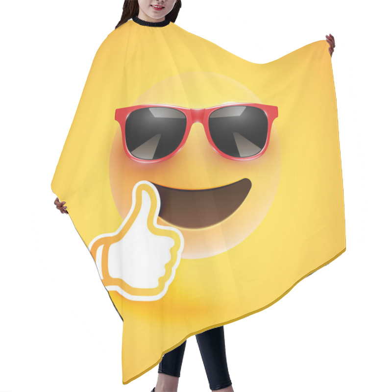 Personality  Realistic Emoticon With Sunglasses And Thumbs Up, Vector Illustr Hair Cutting Cape