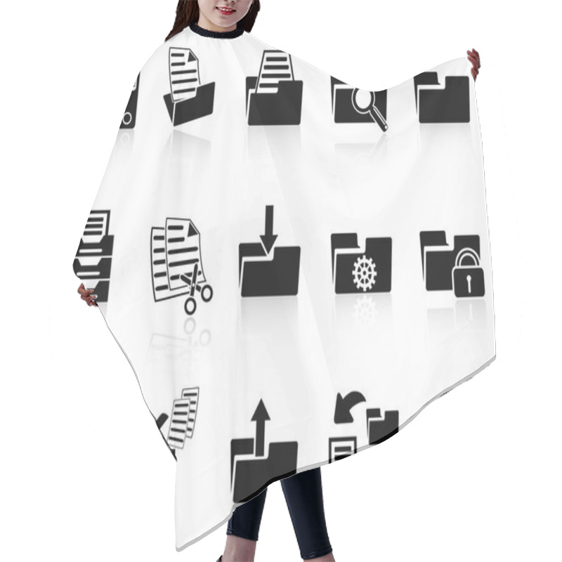 Personality  Black Folder Icons Set Hair Cutting Cape