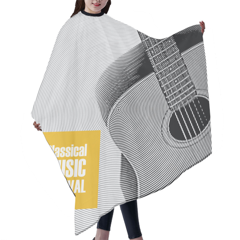 Personality  Banner For Classical Music Festival With A Guitar Hair Cutting Cape