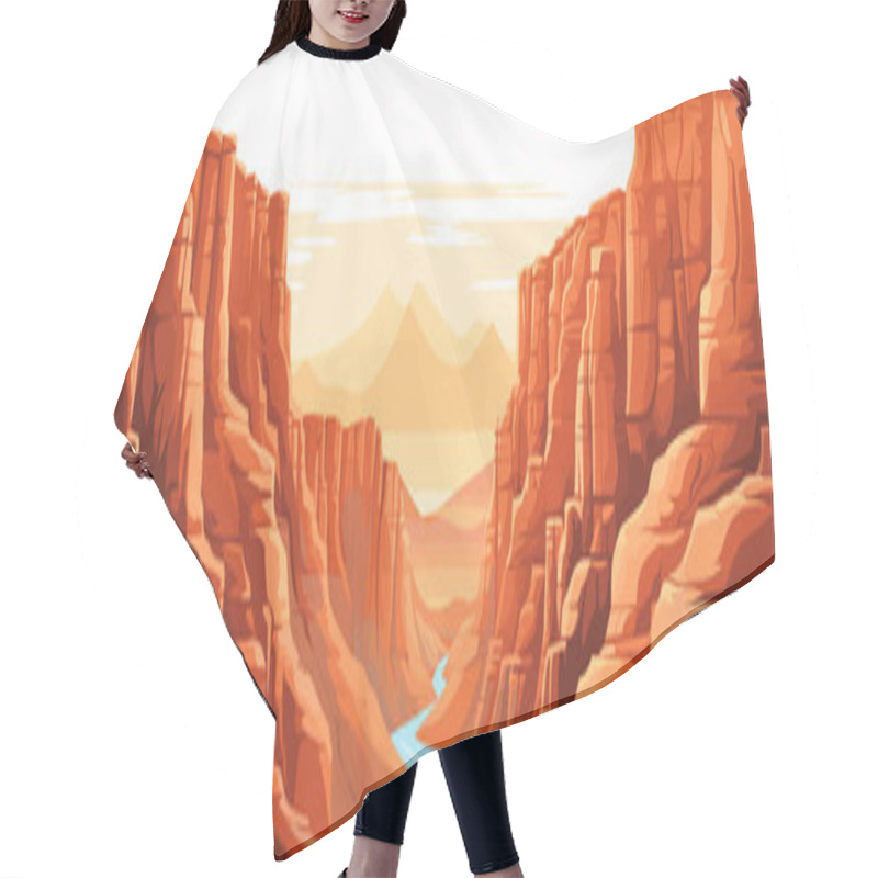 Personality  A Canyon With A River Vector Simple 3d Smooth Cut Isolated Illustration Hair Cutting Cape