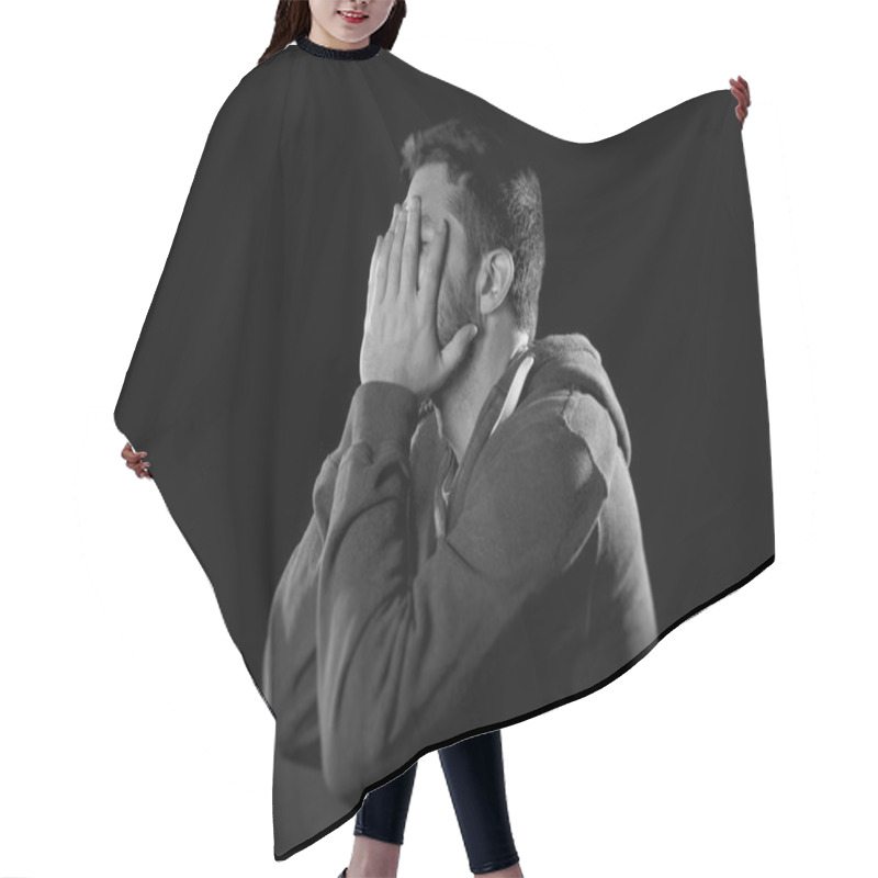 Personality  Desperate Man Suffering Emotional Pain, Grief And Deep Depression Hair Cutting Cape