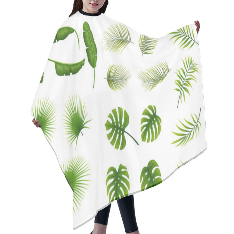 Personality  Set Of Tropical Leaves Plants On A White Background Hair Cutting Cape