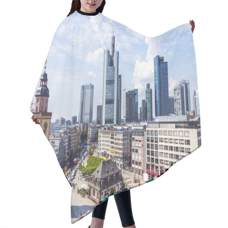 Personality   View To Skyline Of Frankfurt With Hauptwache Hair Cutting Cape