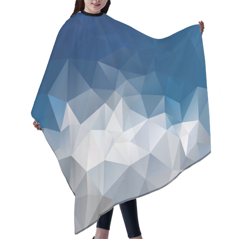 Personality  Vector Abstract Irregular Polygon Background With A Triangular Pattern In Gray And Blue Colors - Sky Over Mountain Hair Cutting Cape