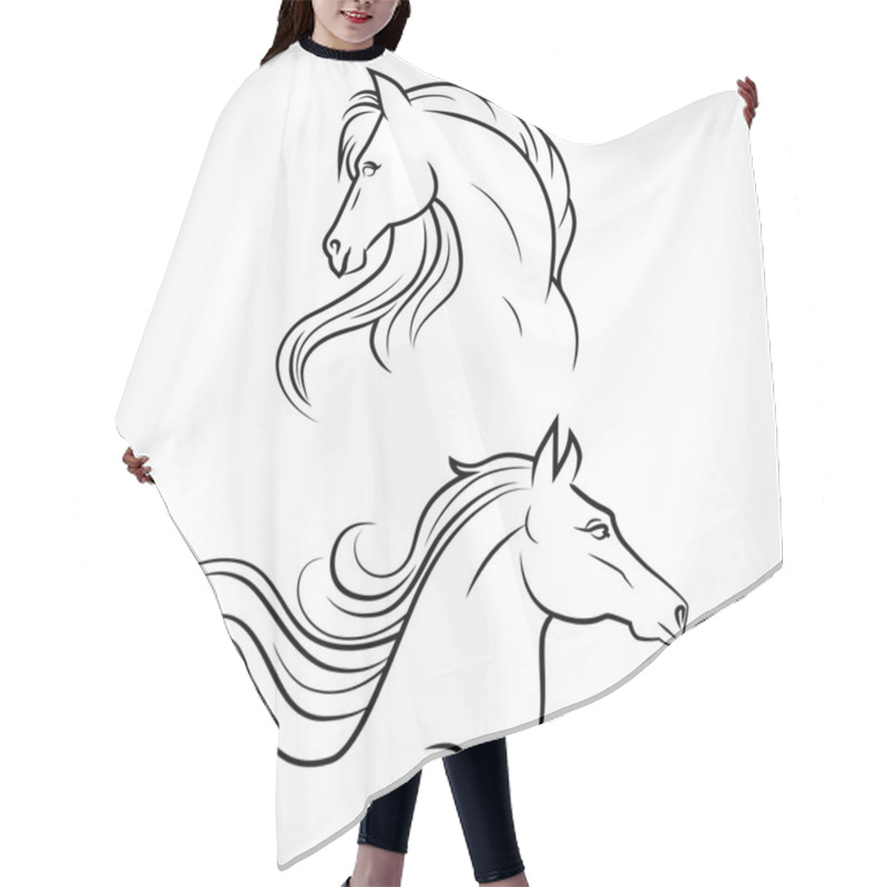 Personality  Vector Silhouette Of Horses Hair Cutting Cape