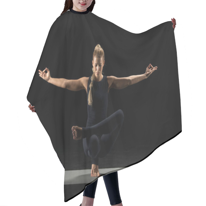 Personality  Woman Standing In Yoga Position        Hair Cutting Cape