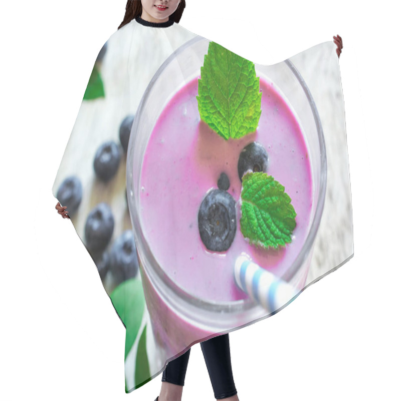 Personality  Glass Of Fresh Homemade Berry Smoothie With A Straw Hair Cutting Cape