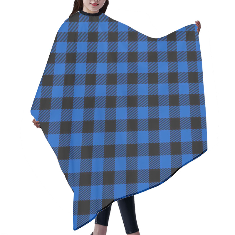 Personality  Tartan Pattern. Sapphire Blue Plaid Hair Cutting Cape