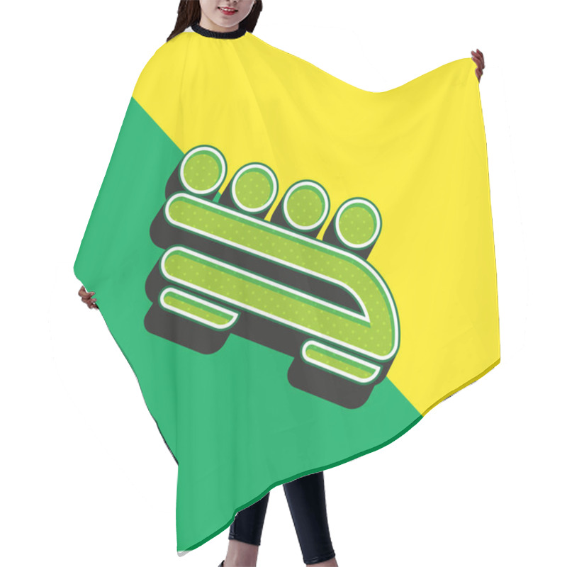 Personality  Bobsled Green And Yellow Modern 3d Vector Icon Logo Hair Cutting Cape