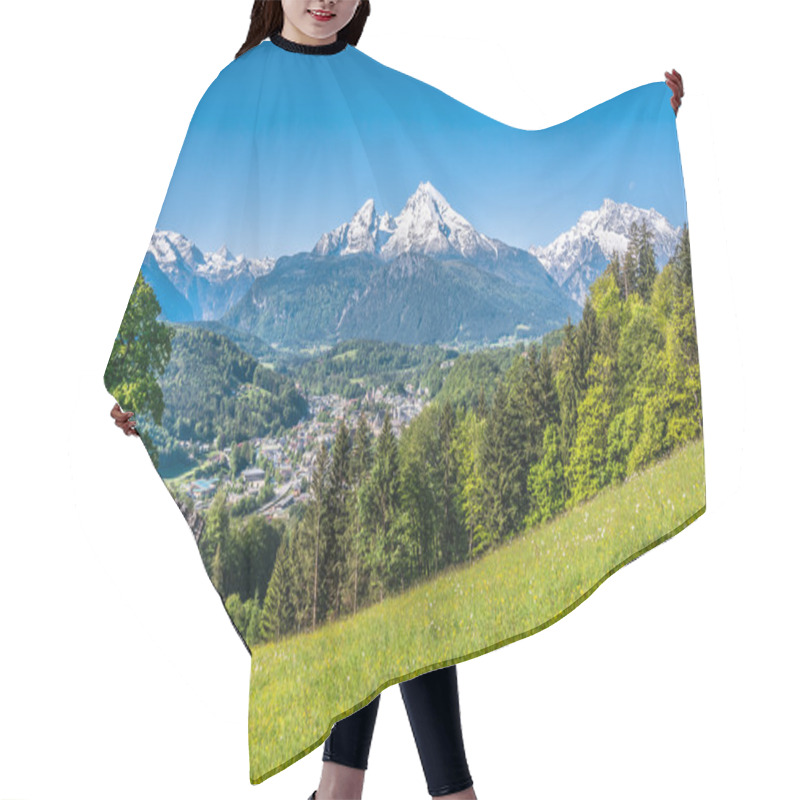 Personality  Bavarian Alps With Beautiful Flowers And Watzmann In Springtime, Bavaria, Germany Hair Cutting Cape