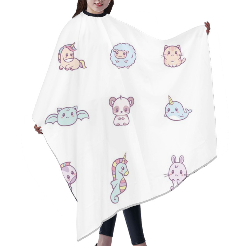 Personality  Set Of Adorable Happy Baby Animals And Fairytale Creatures Hair Cutting Cape