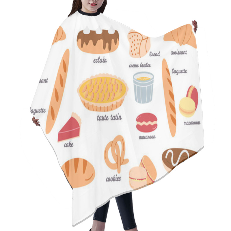 Personality  Collection Hand Drawn French Cuisine Bakery Hair Cutting Cape