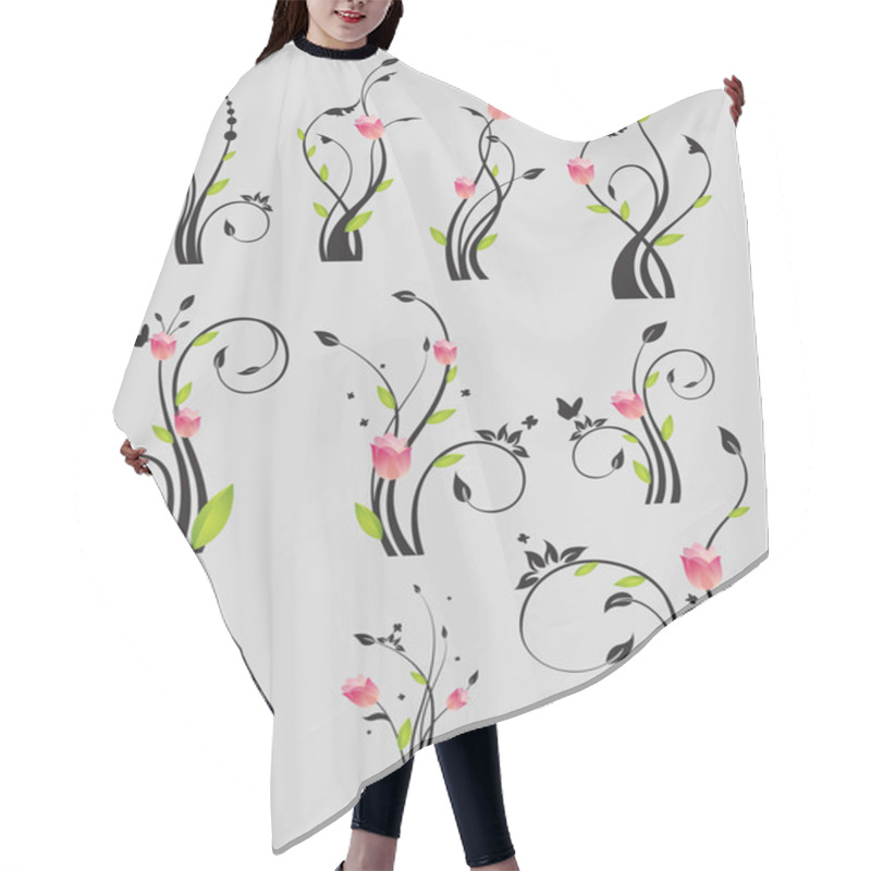 Personality  Lovely Beautiful Vector Elementary Flowers Hair Cutting Cape