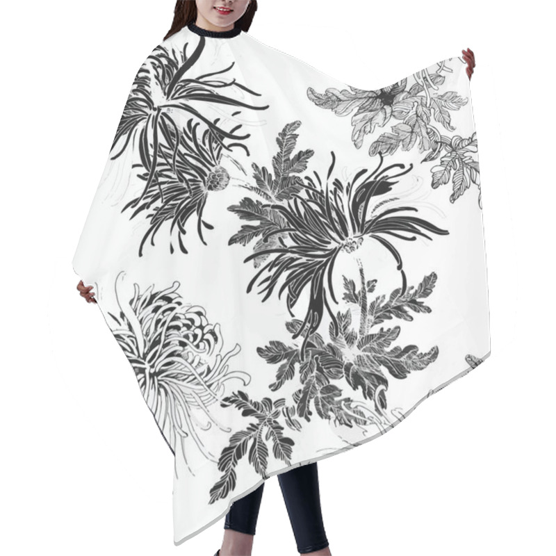 Personality  Blooming Sketched Flowers Hair Cutting Cape