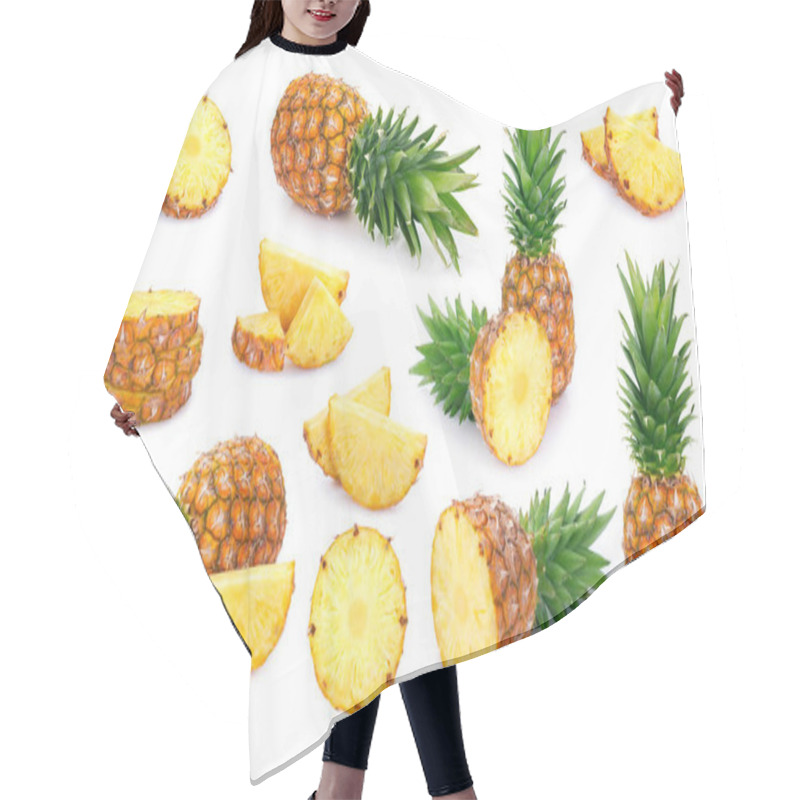 Personality  Fresh Pineapple On White Background Hair Cutting Cape