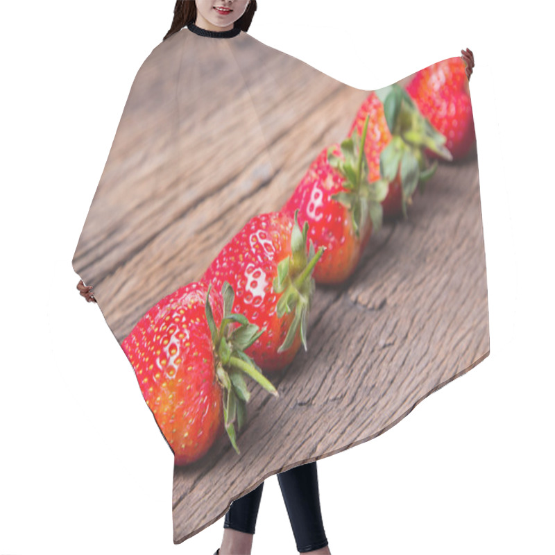 Personality  Fresh Strawberries On Old Wooden Background Hair Cutting Cape