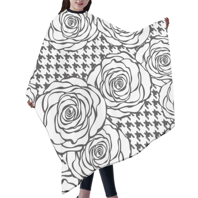 Personality  Floral Seamless Pattern With Roses On Tweed Texture Background. Hair Cutting Cape