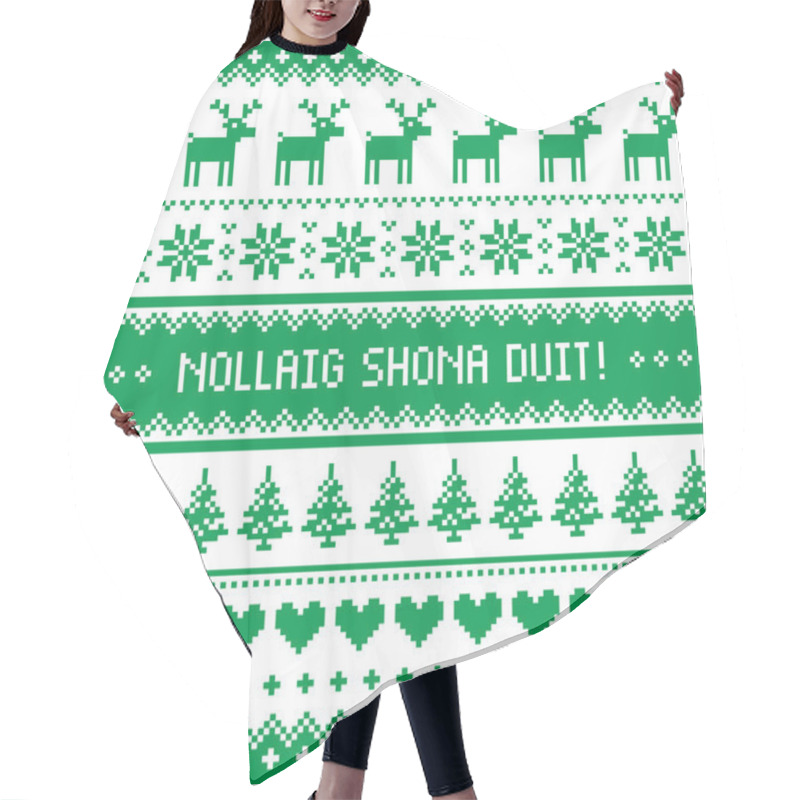 Personality  Nollaig Shona Duit - Merry Christmas In Irish Pattern, Greetings Card  Hair Cutting Cape