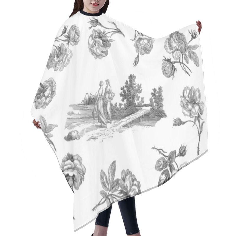 Personality  Old Roses Illustration Hair Cutting Cape