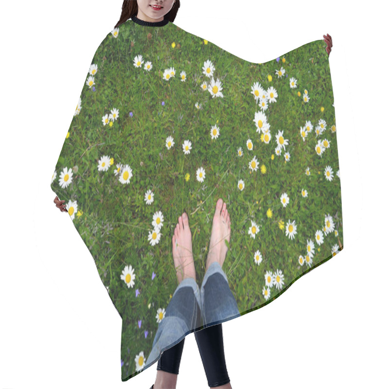 Personality  Feet In Flower Meadow Hair Cutting Cape